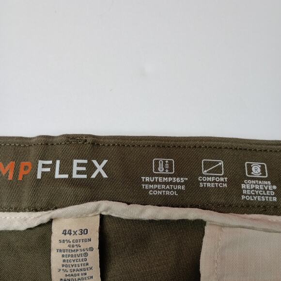 St John's Bay Temp Flex Straight Fit Flat Front Pants Men's 44x30 Dark Olive - Picture 5 of 7
